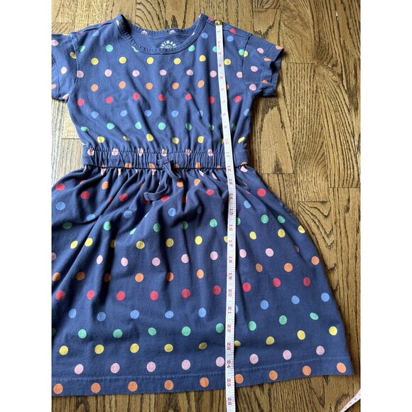 Primary Blue 100% Cotton Drawstring Dress Girls Rainbow Confetti Dot Size 6-7 - Picture 7 of 7